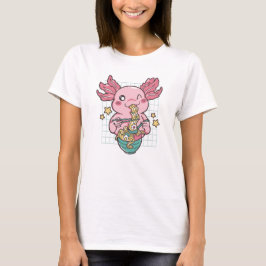 Camiseta Kawaii Axolotl come Ramen