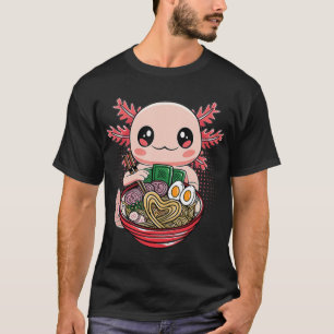 Camiseta Kawaii Axolotl Comer fideos de Ramen Regalo de Ani