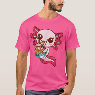 Camiseta Kawaii Axolotl Comer fideos de Ramen Regalo de Ani