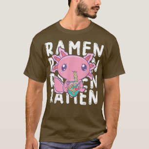Camiseta Kawaii Axolotl comiendo anime japonés de fideos de
