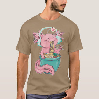 Camiseta Kawaii Axolotl comiendo fideos de Ramen Anime Wome