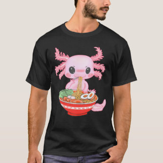 Camiseta Kawaii Axolotl comiendo fideos de Ramen Anime y Ch