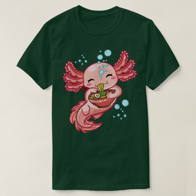Camiseta Kawaii Axolotl comiendo fideos de Ramen Chicas de  (Diseño del anverso)