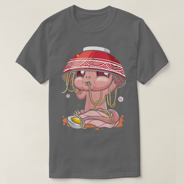 Camiseta Kawaii Axolotl comiendo fideos de Ramen Chicas de  (Diseño del anverso)