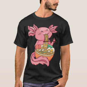 Camiseta Kawaii Axolotl Comiendo fideos Ramen Anime Kids Gi