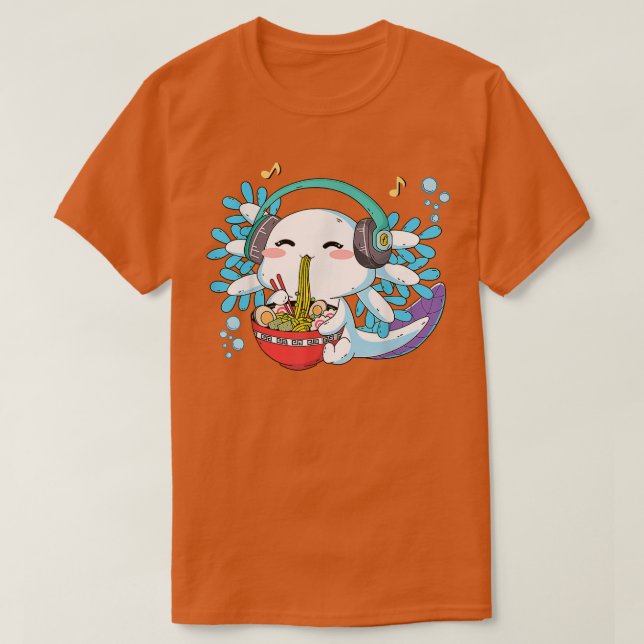 Camiseta Kawaii Axolotl Comiendo fideos Ramen Anime Kids Te (Diseño del anverso)