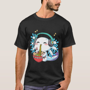 Camiseta Kawaii Axolotl Comiendo fideos Ramen Niño Anime Ni
