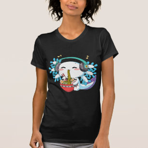 Camiseta Kawaii Axolotl Comiendo fideos Ramen Niño Anime Ni