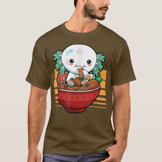 Camiseta Kawaii Axolotl Comiendo Ramen Chicas adolescentes