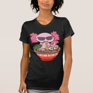 Camiseta Kawaii Axolotl Eating Ramen Noodles Anime Girls Te