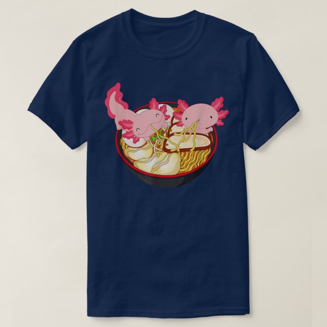 Camiseta Kawaii Axolotl Eating Ramen Noodles Anime Kids Gir (Diseño del anverso)