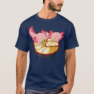 Camiseta Kawaii Axolotl Eating Ramen Noodles Anime Kids Gir