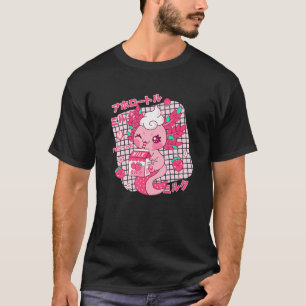 Camiseta Kawaii Axolotl Fresa sacude retro japonés