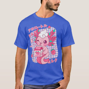 Camiseta Kawaii Axolotl Fresa sacude retro japonés