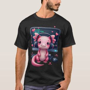 Camiseta Kawaii Axolotl Gamer Programando