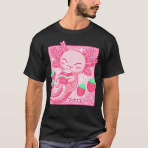 Camiseta Kawaii Axolotl Leche de fresa batida Cartón Japón