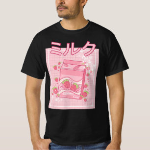 Camiseta Kawaii Axolotl Leche de fresa batida Cartón Japón