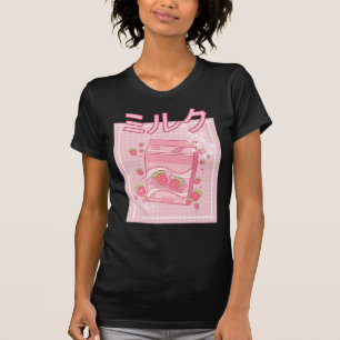 Camiseta Kawaii Axolotl Leche de fresa batida Cartón Japón