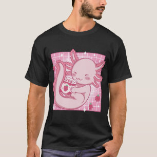 Camiseta Kawaii Axolotl Leche de fresa batida Cartón Japón