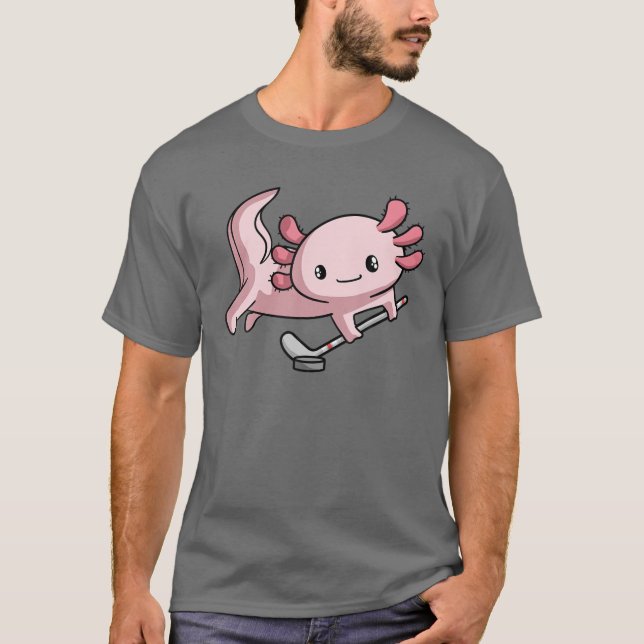 Camiseta Kawaii Axolotl Pun divertido jugador de hockey (Anverso)