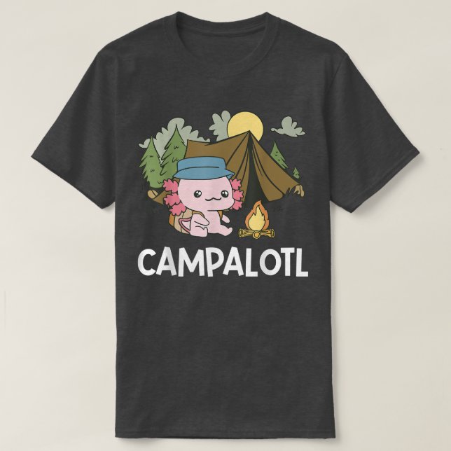 Camiseta Kawaii Axolotl Pun Funny Camping Camper Campalotl  (Diseño del anverso)
