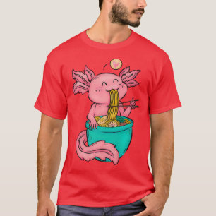 Camiseta Kawaii Axolotl Ramen Noodles Japanese Anime Otaku 