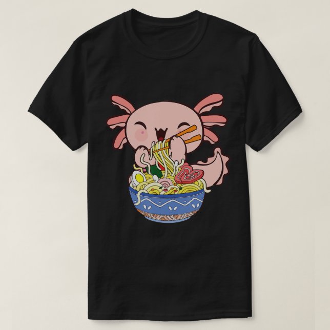 Camiseta Kawaii Axolotl Ramen Noodles Japoneses Anime Kids  (Diseño del anverso)