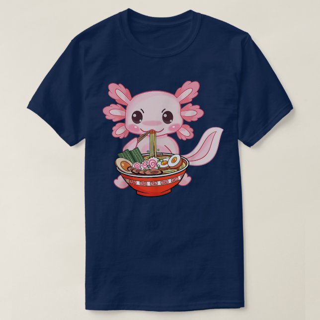 Camiseta Kawaii Axolotl Ramen Noodles Japoneses Anime Otaku (Diseño del anverso)