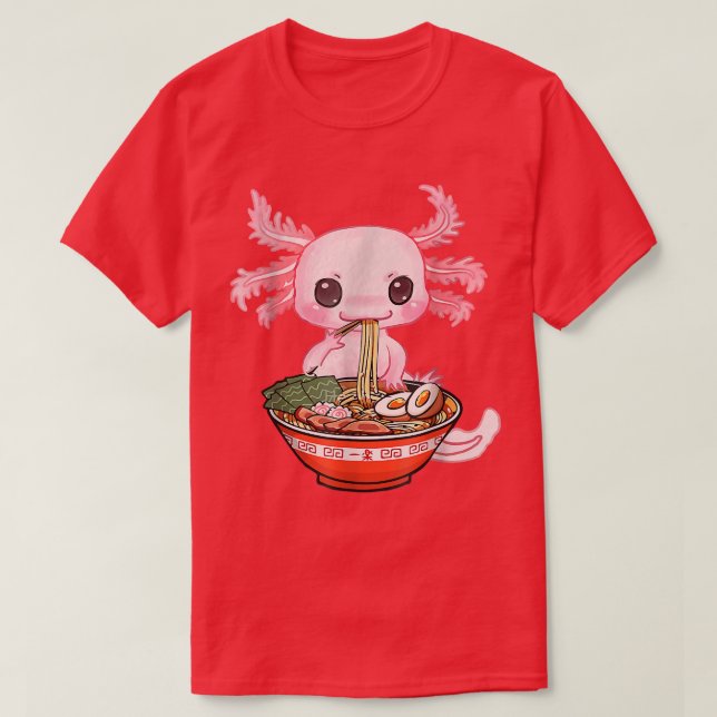 Camiseta Kawaii Axolotl Ramen Noodles Japoneses Anime Otaku (Diseño del anverso)