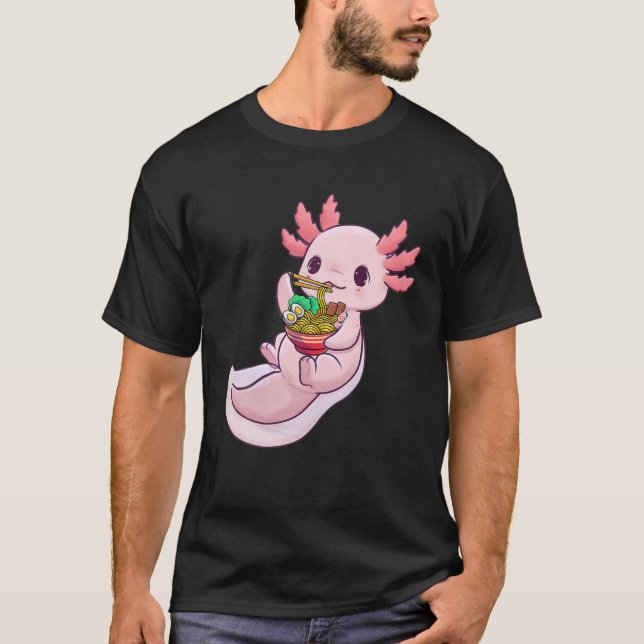 Camiseta Kawaii Axolotl Ramen Noodles Japoneses Anime Otaku (Anverso)