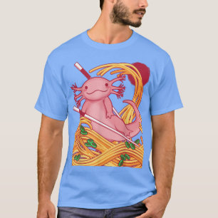 Camiseta Kawaii Axolotl Salamander comiendo Ramen japonés p