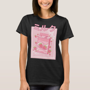 Camiseta Kawaii Axolotl Strawberry Milk Shake Carton Japane