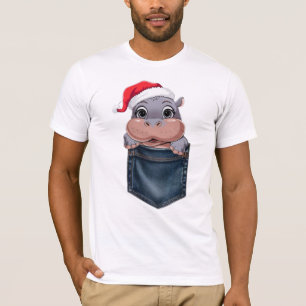 Camiseta Kawaii Baby Hippo Navidades T-Shirt Adorable