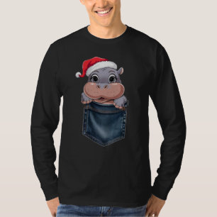 Camiseta Kawaii Baby Hippo Navidades T-Shirt Adorable