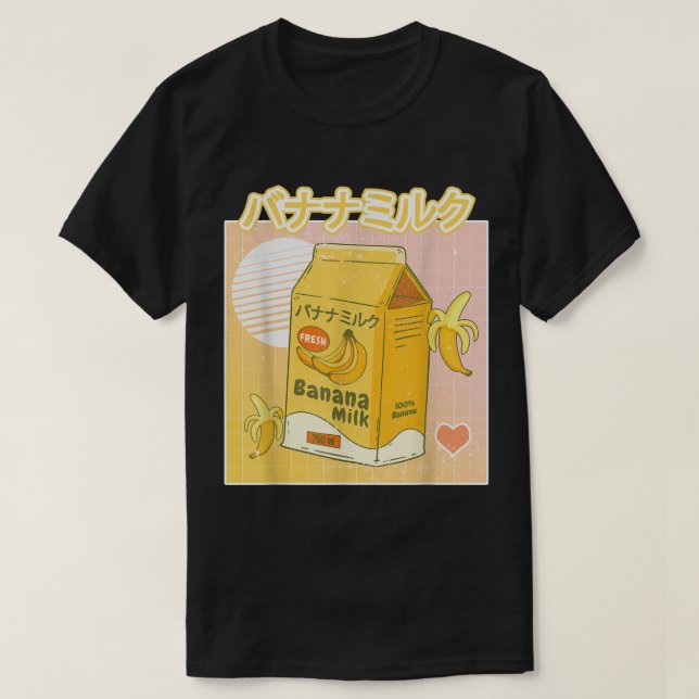 Camiseta Kawaii Banana Milk Japanese Aesthetic Design (Diseño del anverso)