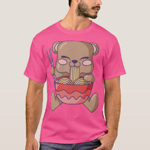 Camiseta Kawaii Bear Comiendo fideos Ramen Lover Foo Japoné