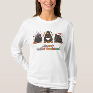 Camiseta Kawaii Black Cats Happy HalloThanksmas Women's