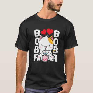 Camiseta Kawaii Boba Bubble Tea Meow Anime Kit japonés