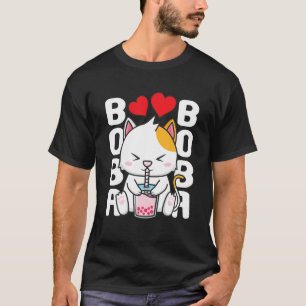 Camiseta Kawaii Boba Bubble Tea Meow Anime Kit japonés