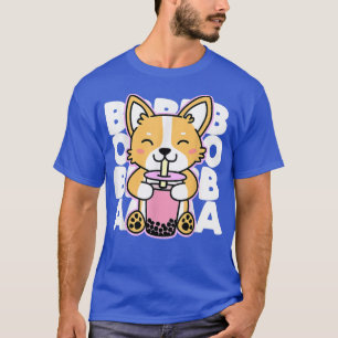 Camiseta Kawaii Boba Cute Anime Perro Corgi Bubble Tea Bebe