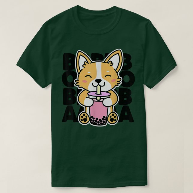 Camiseta Kawaii Boba Cute Perro Anime Corgi Kawaii Tea Bebe (Diseño del anverso)