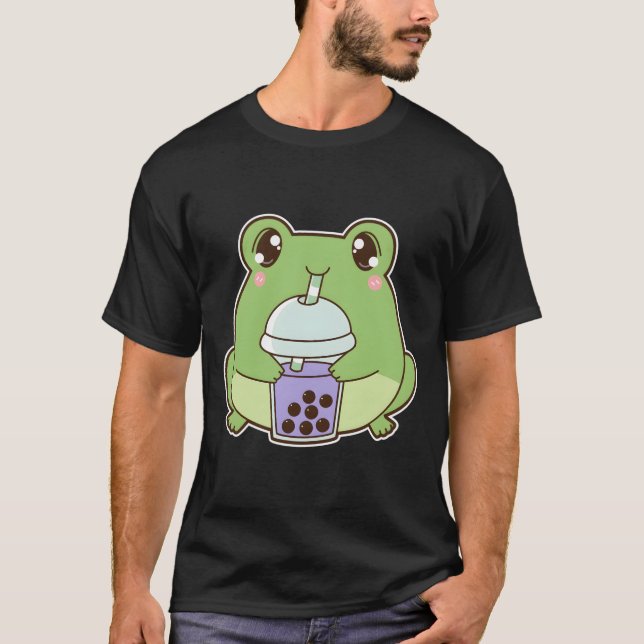 Camiseta Kawaii Boba Frog Froggy Taro Bubble Pearl Milk Tea (Anverso)
