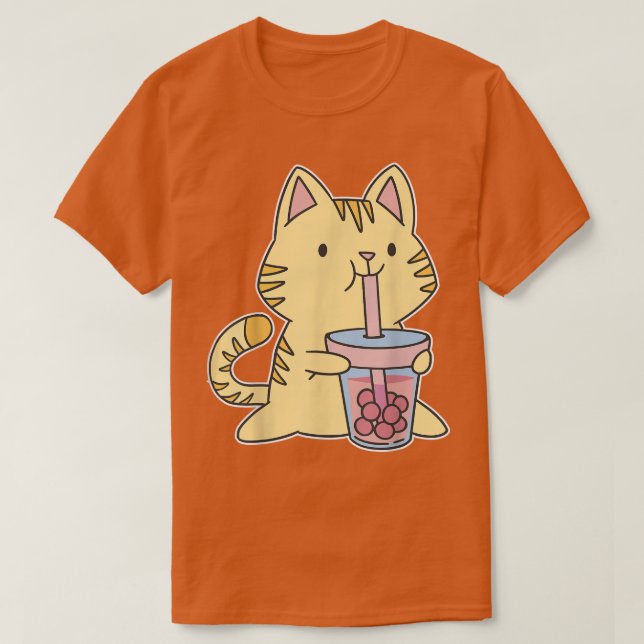 Camiseta Kawaii Boba Gato de té Japón Dulce Otaku Harajuku  (Diseño del anverso)
