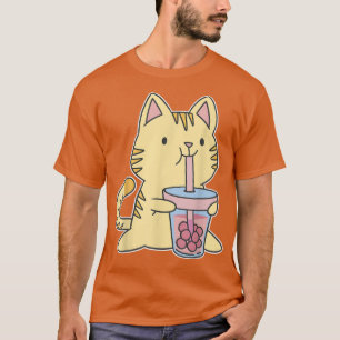 Camiseta Kawaii Boba Gato de té Japón Dulce Otaku Harajuku 