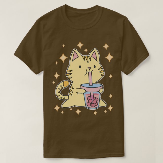 Camiseta Kawaii Boba Gato de té Japón Dulce Otaku Harajuku  (Diseño del anverso)