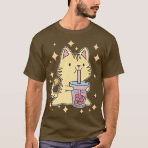 Camiseta Kawaii Boba Gato de té Japón Dulce Otaku Harajuku