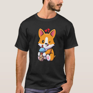 Camiseta Kawaii Boba Perro Corgi Tea Bebe Cute burbuja anim