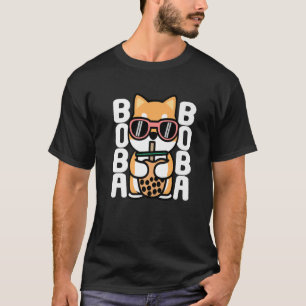 Camiseta Kawaii Boba Shiba Inu Gafas de sol Perro Bubble Te