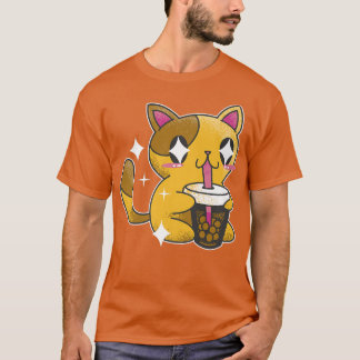 Camiseta Kawaii Boba Tea Cat Japón Sweet