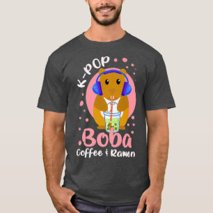 Camiseta Kawaii Boba Y Chicas De KPop Café Ramen K-Pop